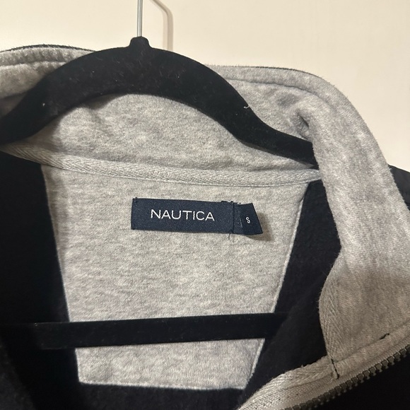Nautica Black and Gray Zip Up Sweater with High Collar - Picture 3 of 4
